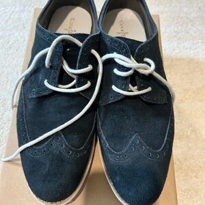 Cole Haan Black Oxford Shoes with Brogue Detailing